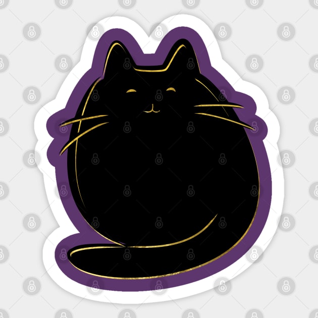 Cute black and gold cat Sticker by Nartissima